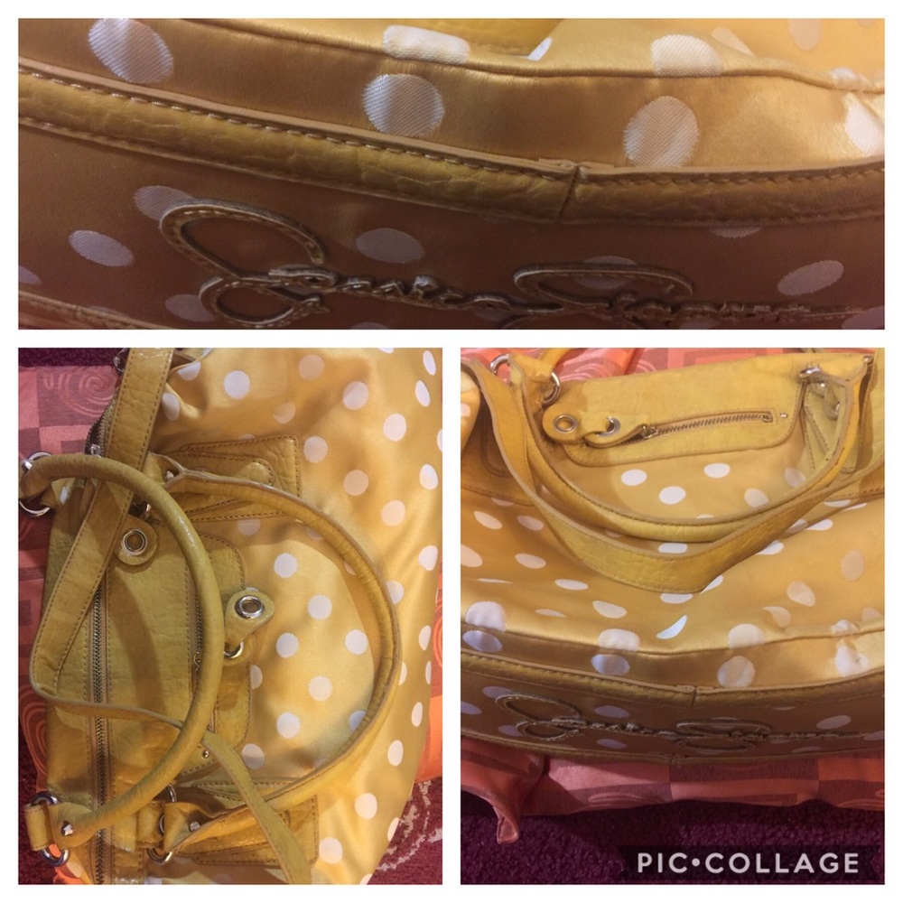 Large Jessica Simpson yellow polka dot bag